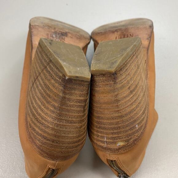 Eileen Fisher Ankle Boots Womens 8 Brown Nubuck Leather  Eileen Fisher Ankle Boots Womens 8 Brown Nubuck Leather Chunky Heel Booties Zip